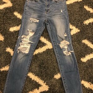 American Eagle Outfitters Blue Skinny Distressed Jeans